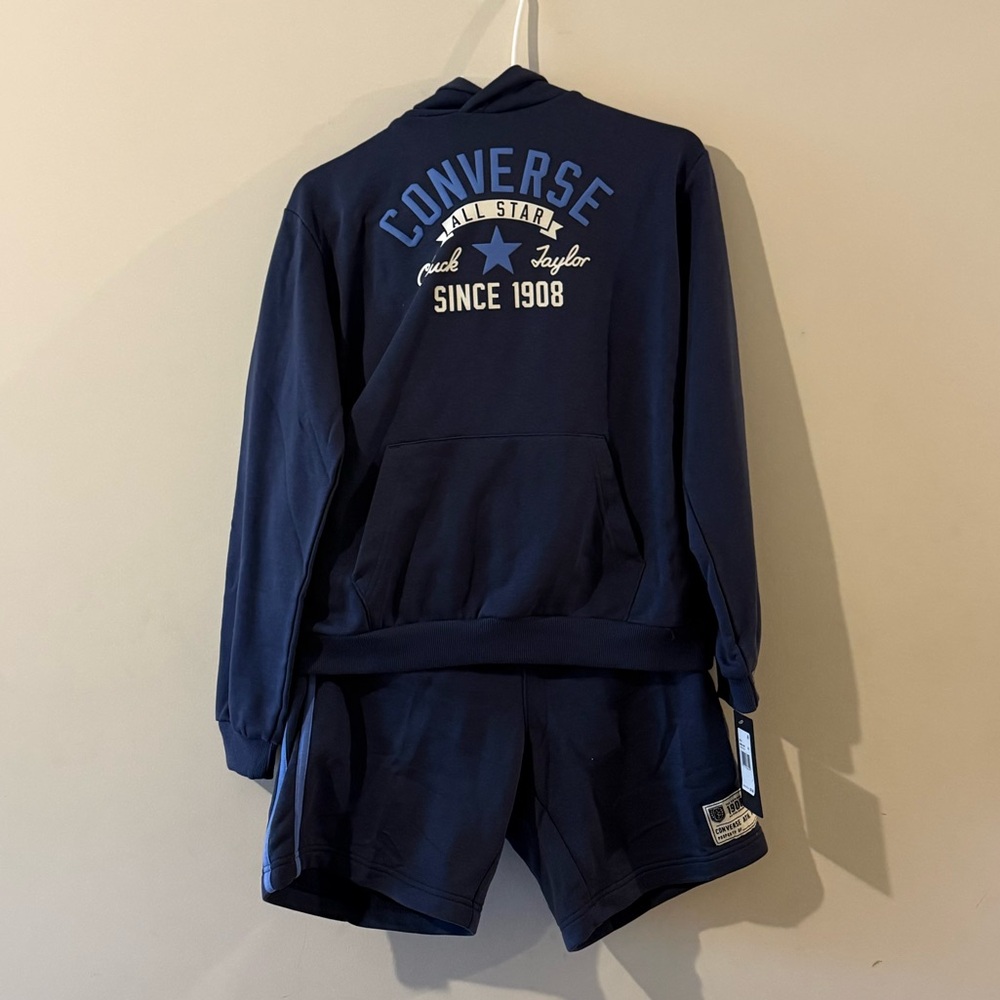 Converse Navy Hoodie and Shorts Set